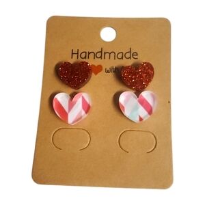 Candy Crush Heart Acrylic Stud Earrings - 2 Pair